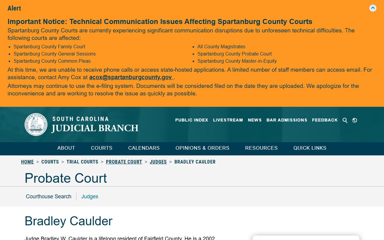 Fairfield County Clerk of Court records separate Probate Judge profile