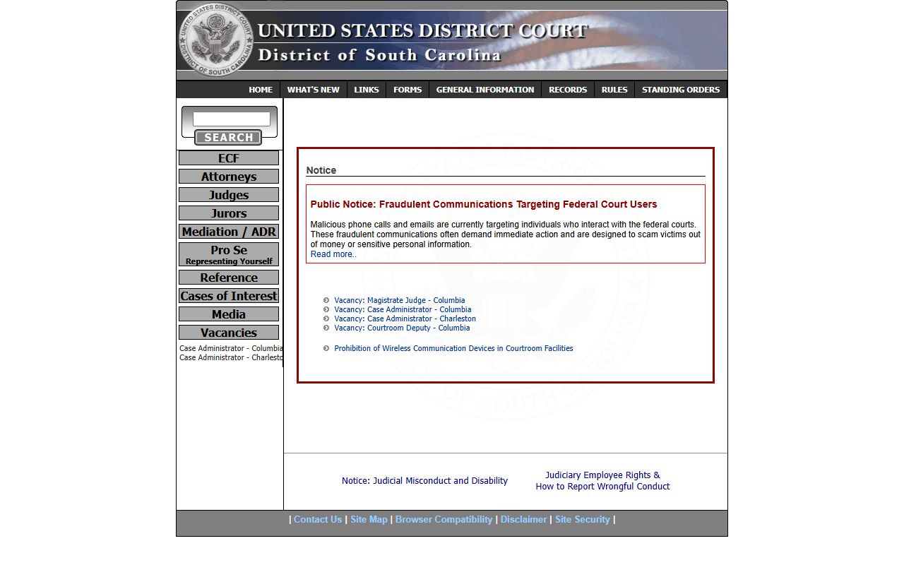 Fairfield County Clerk of Court records U.S. District Court separate federal source