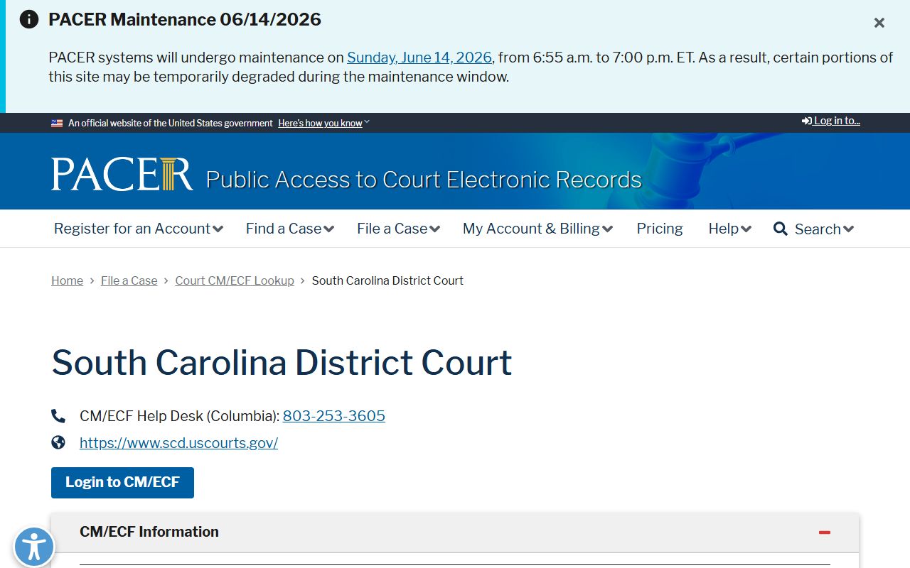 Fairfield County Clerk of Court records PACER South Carolina District Court lookup