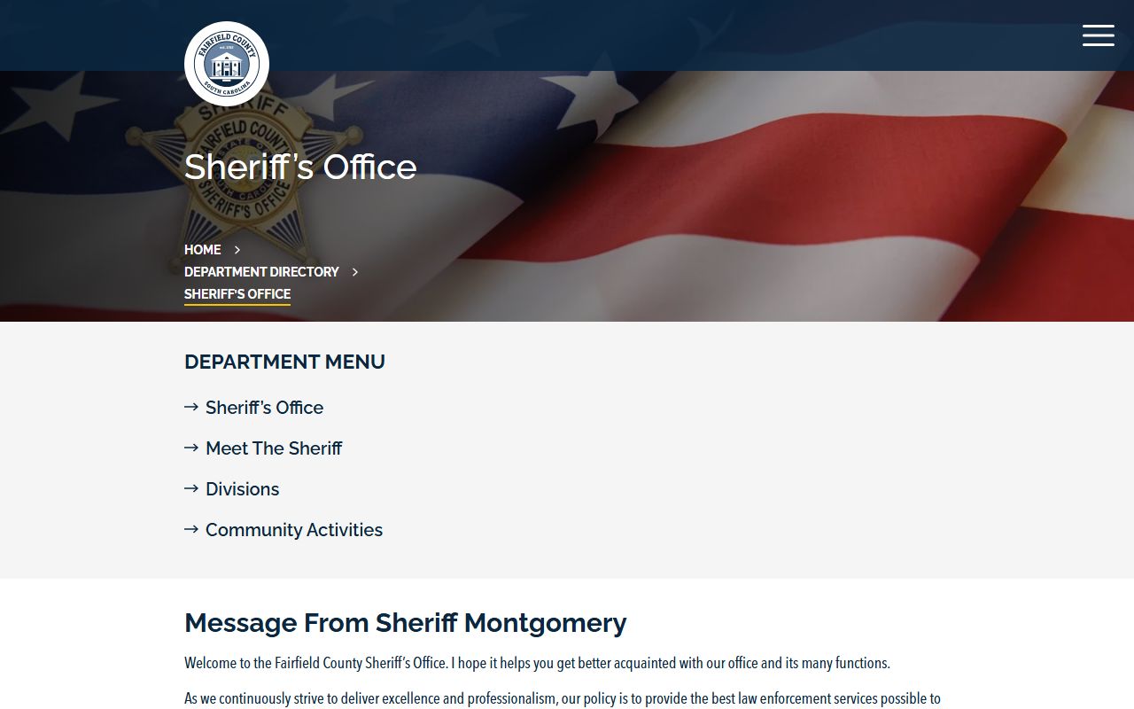 Fairfield County arrest records and Sheriff's Office page