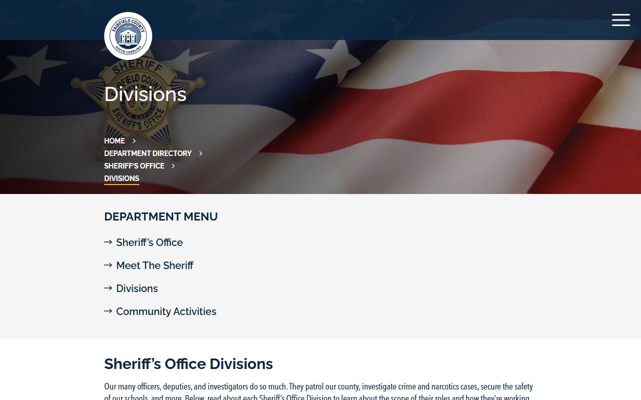 Fairfield County arrest records Sheriff divisions and warrants