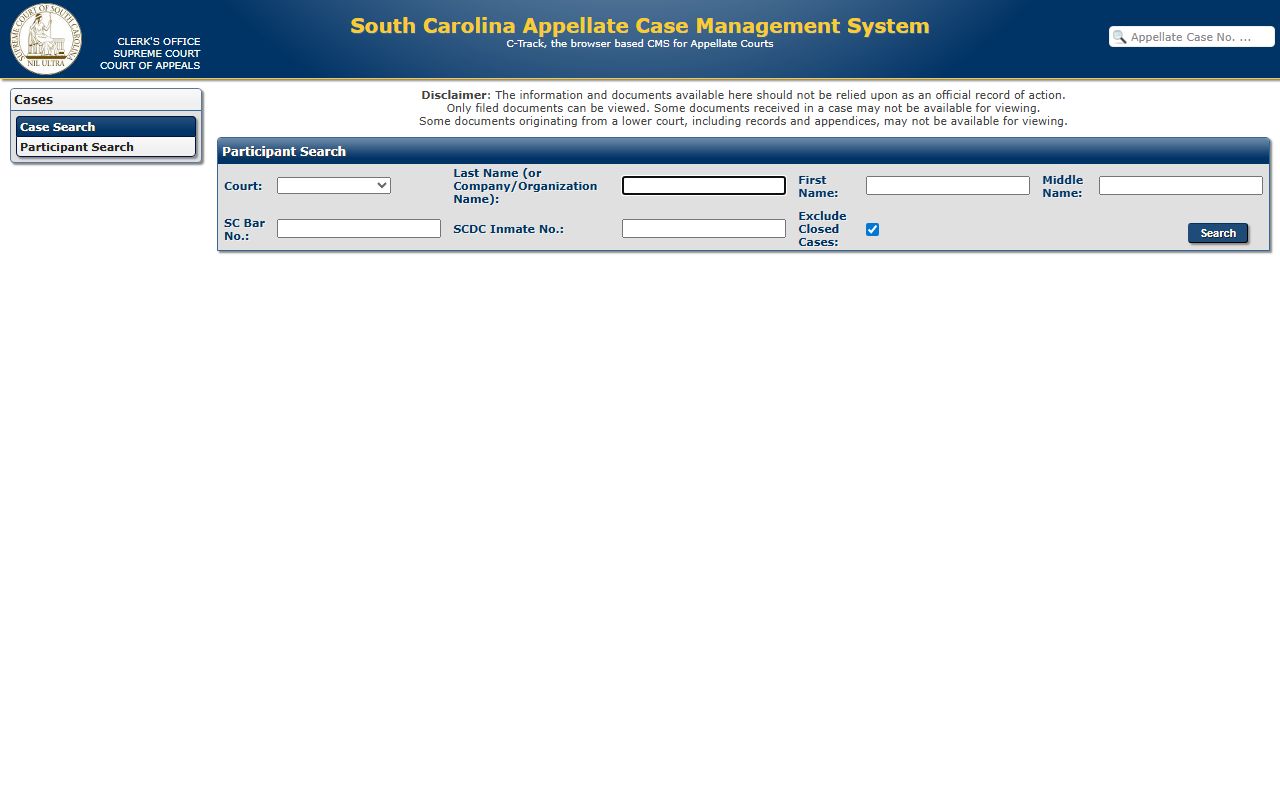 Fairfield County court records C-Track appellate participant search
