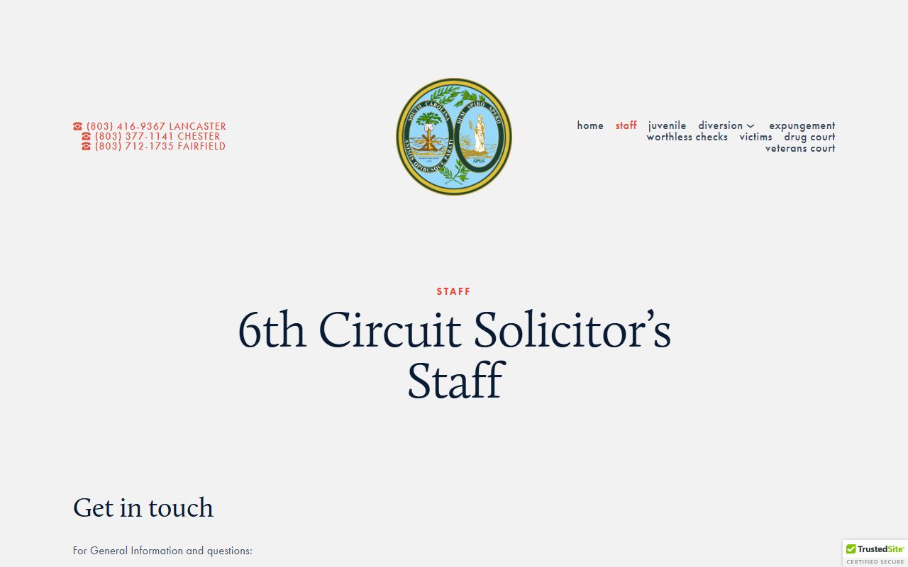 Fairfield County criminal court records Sixth Circuit Solicitor staff