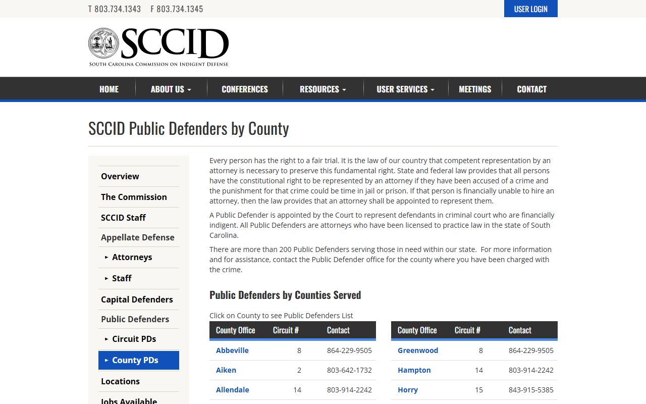 Fairfield County criminal court records SCCID county public defenders