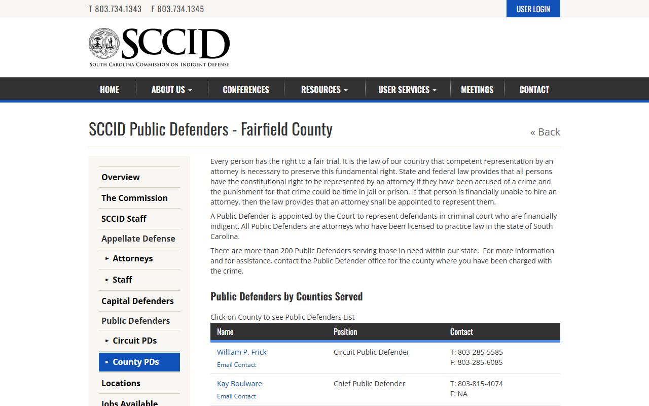 Fairfield County criminal court records Fairfield public defender listing