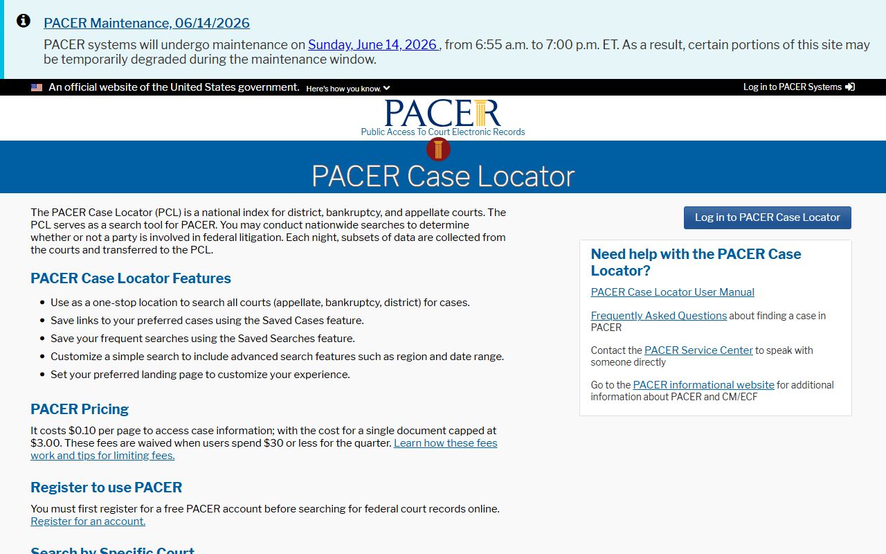 Fairfield County Circuit Court records PACER Case Locator
