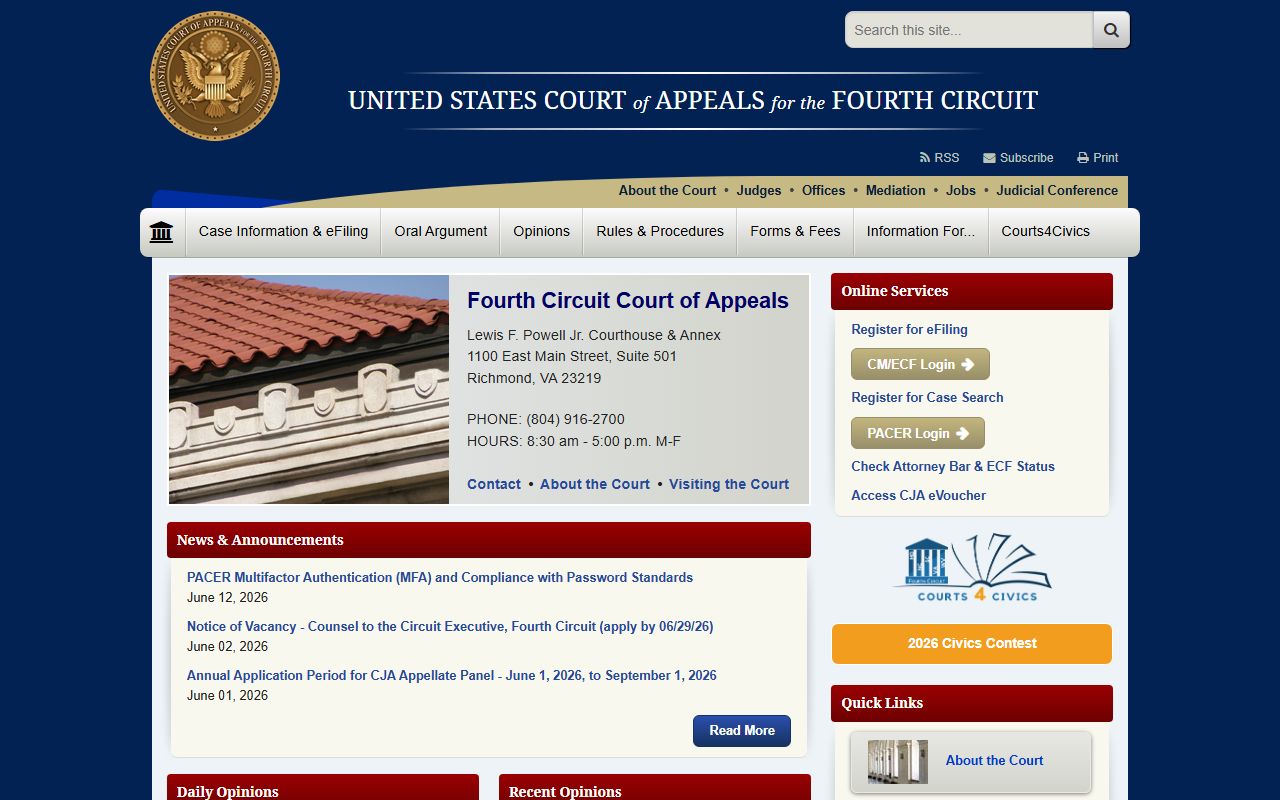 Fairfield County Circuit Court records Fourth Circuit federal appeals reference