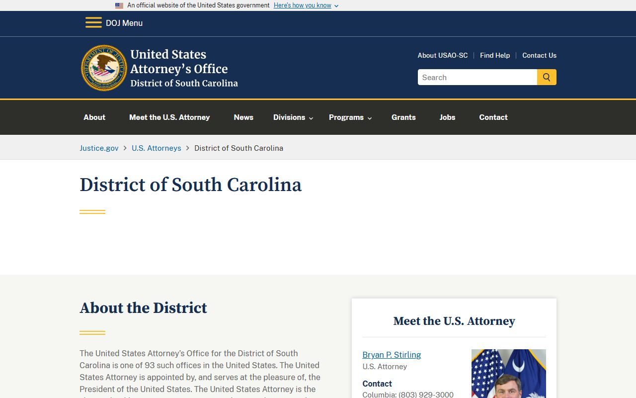Fairfield County Circuit Court records U.S. Attorney federal prosecution reference