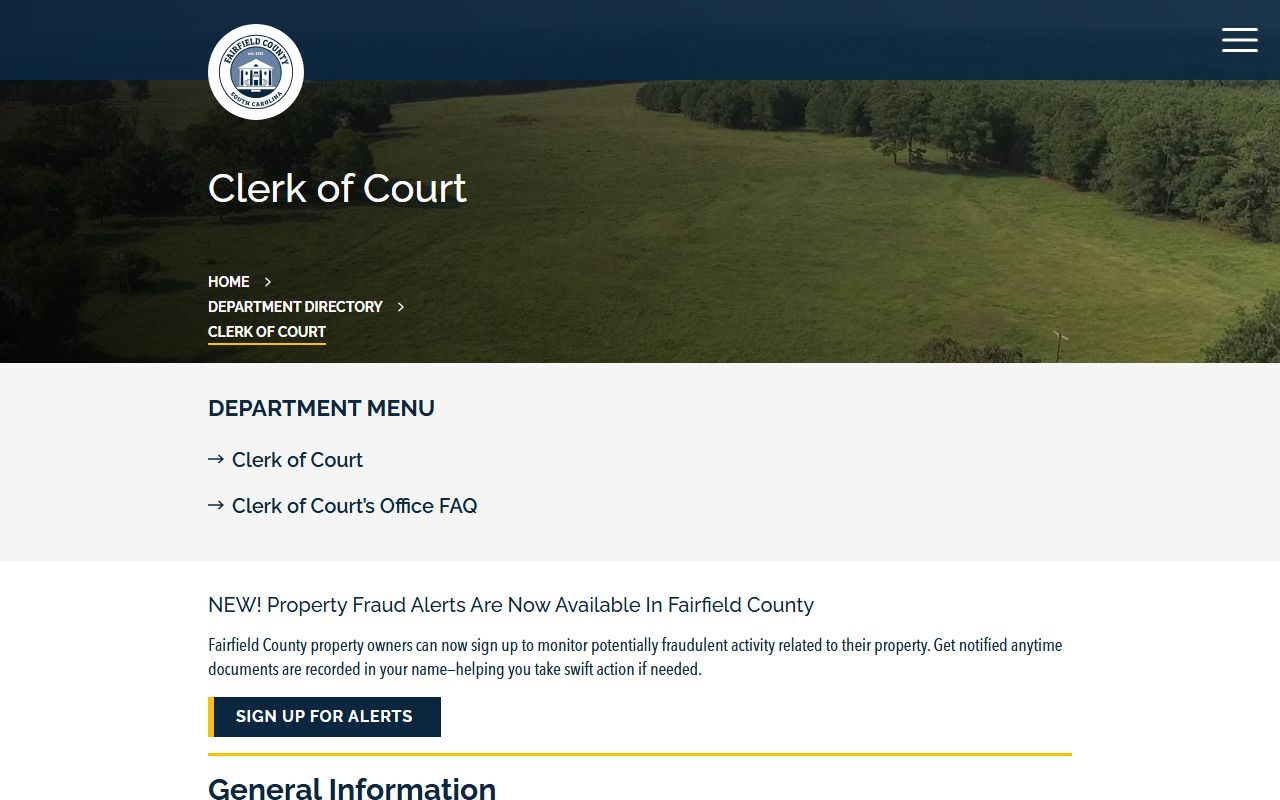 Fairfield County court records Clerk of Court page