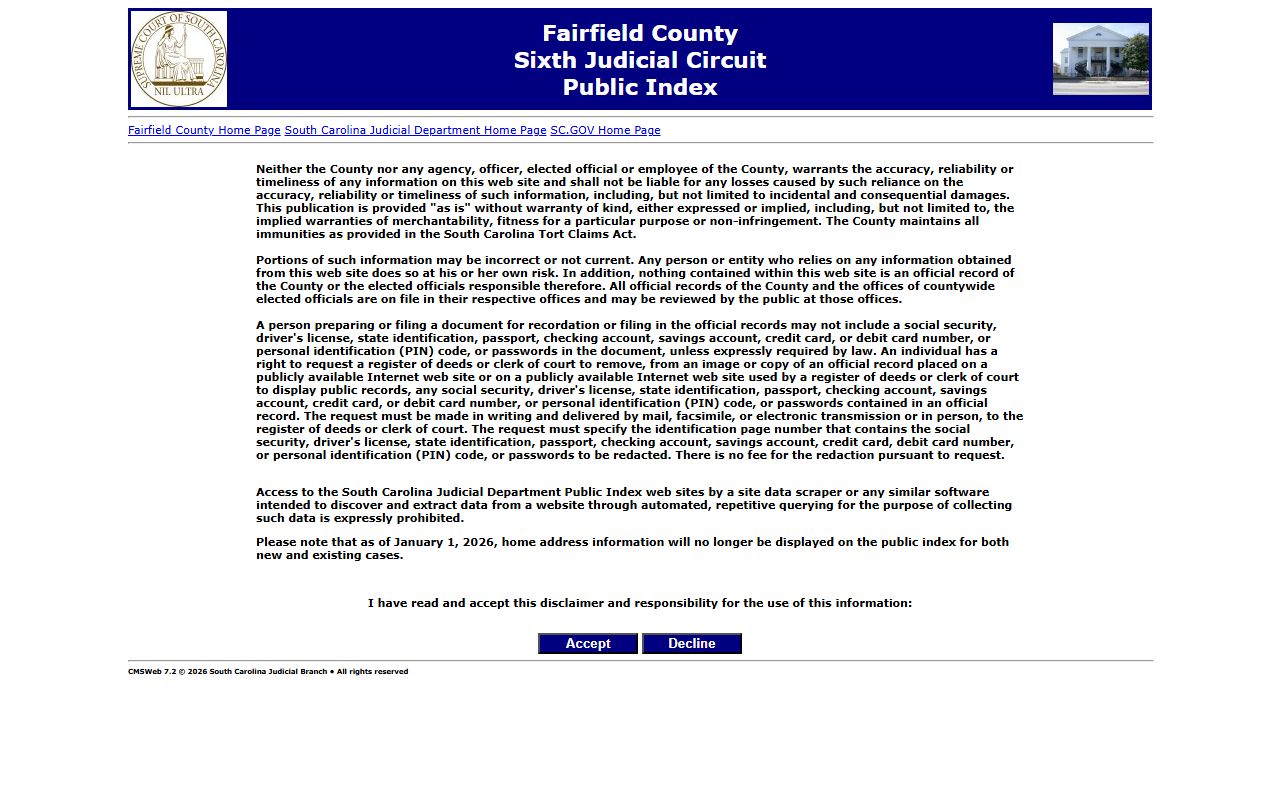 Fairfield County court records Public Index portal