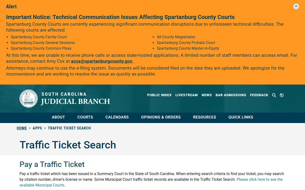 Fairfield County traffic court records SC traffic ticket search