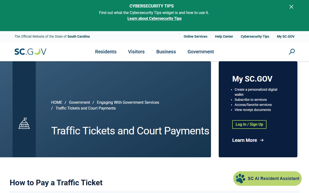 Fairfield County traffic court records SC.gov ticket payments
