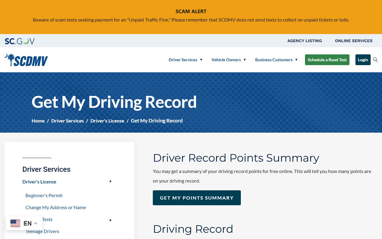 Fairfield County traffic court records SCDMV driving record