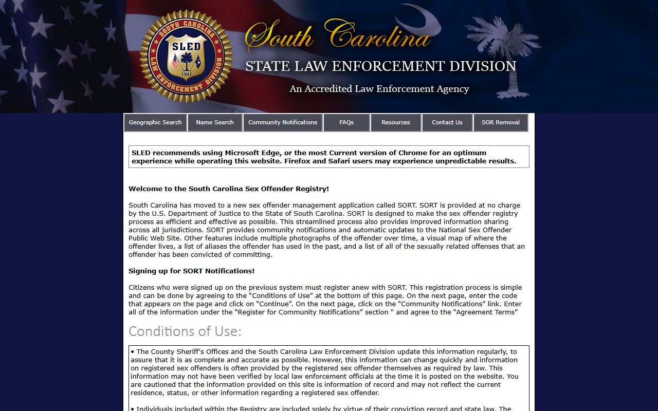 Fairfield County warrant search statewide SLED registry