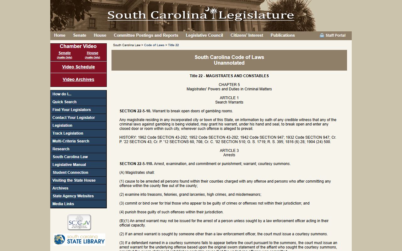 Fairfield County warrant search magistrate warrant statute